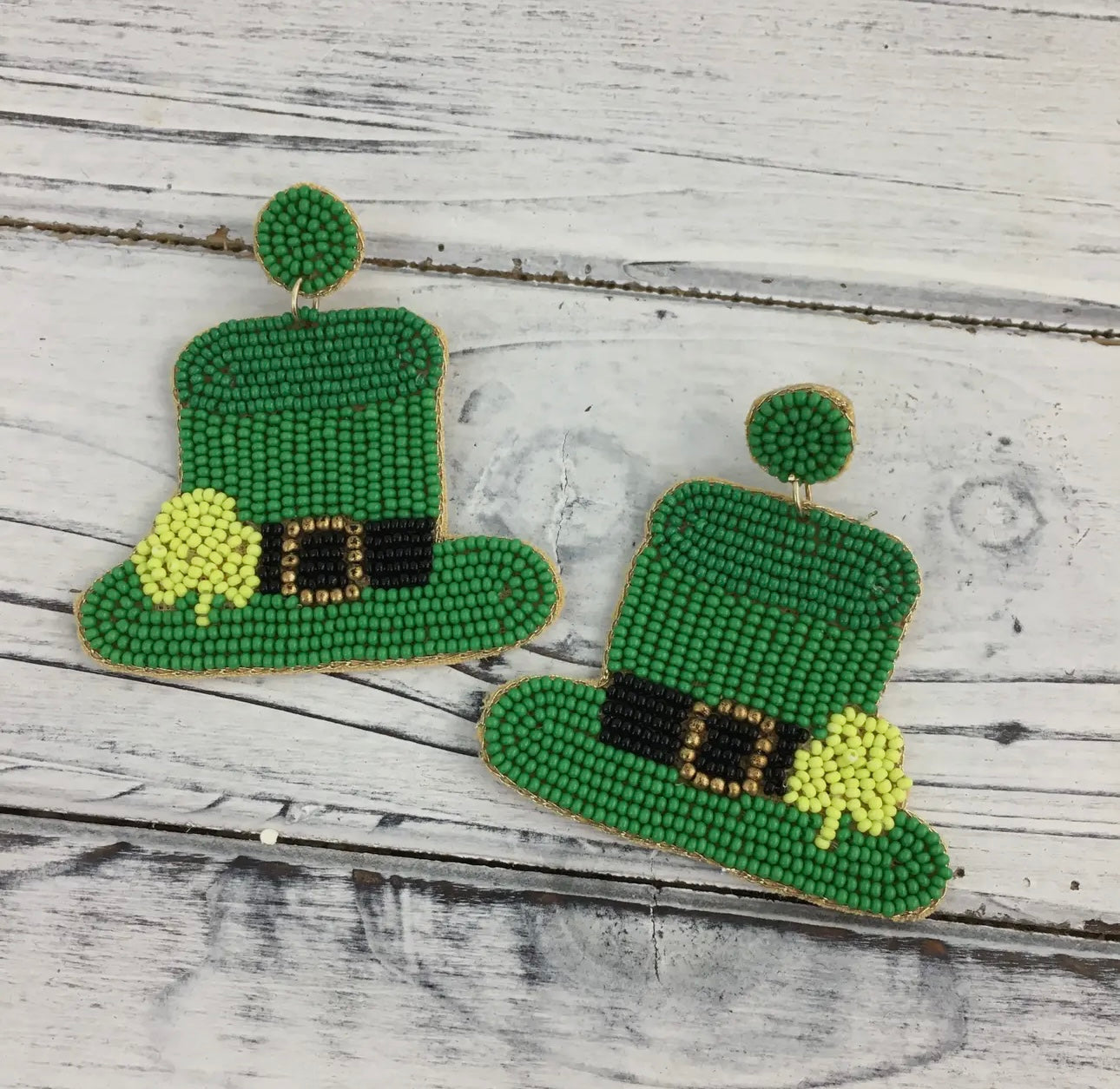 St. Patrick's Leprechaun Hat Beaded Earrings