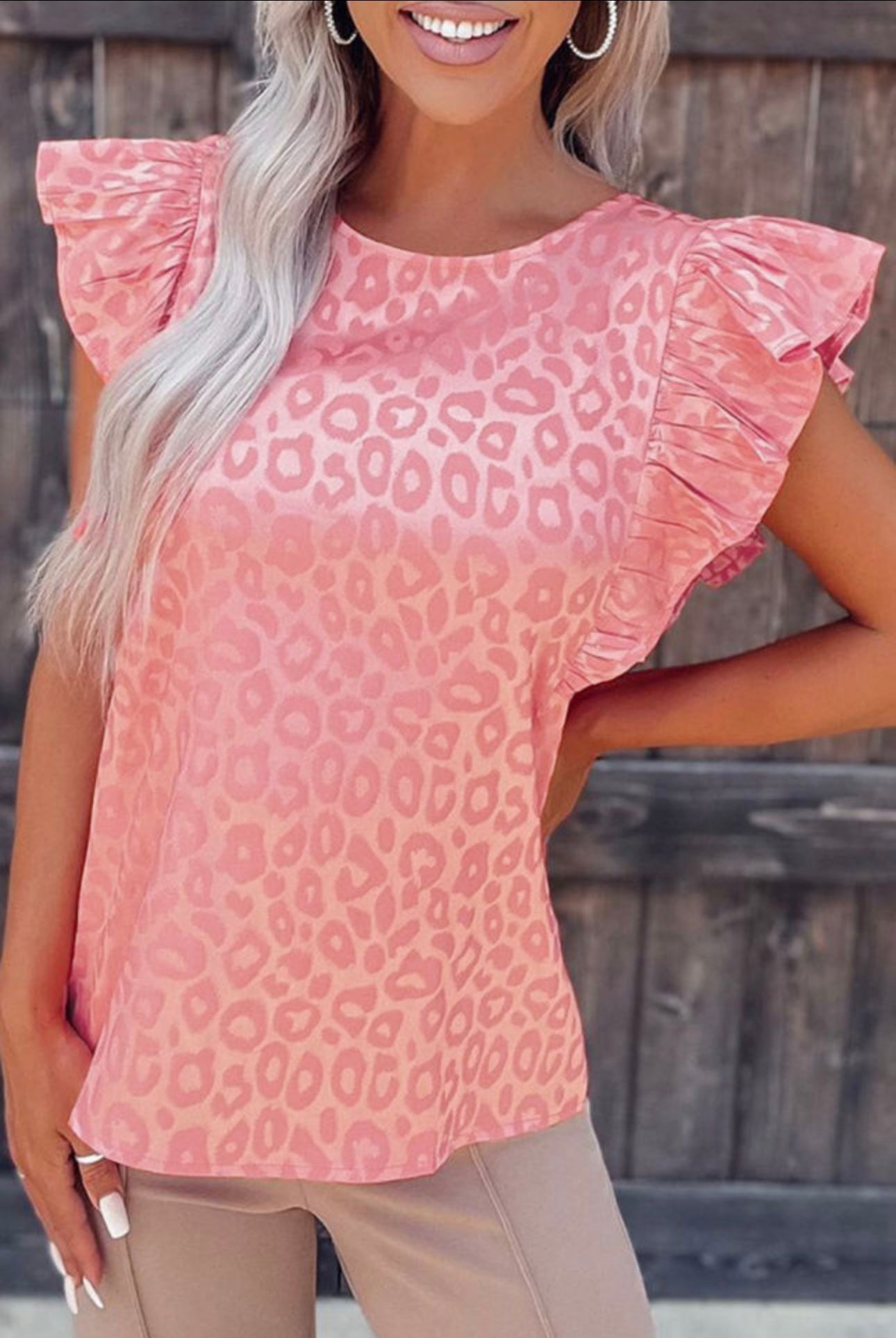 Satin Leopard Print Ruffle Tank Top