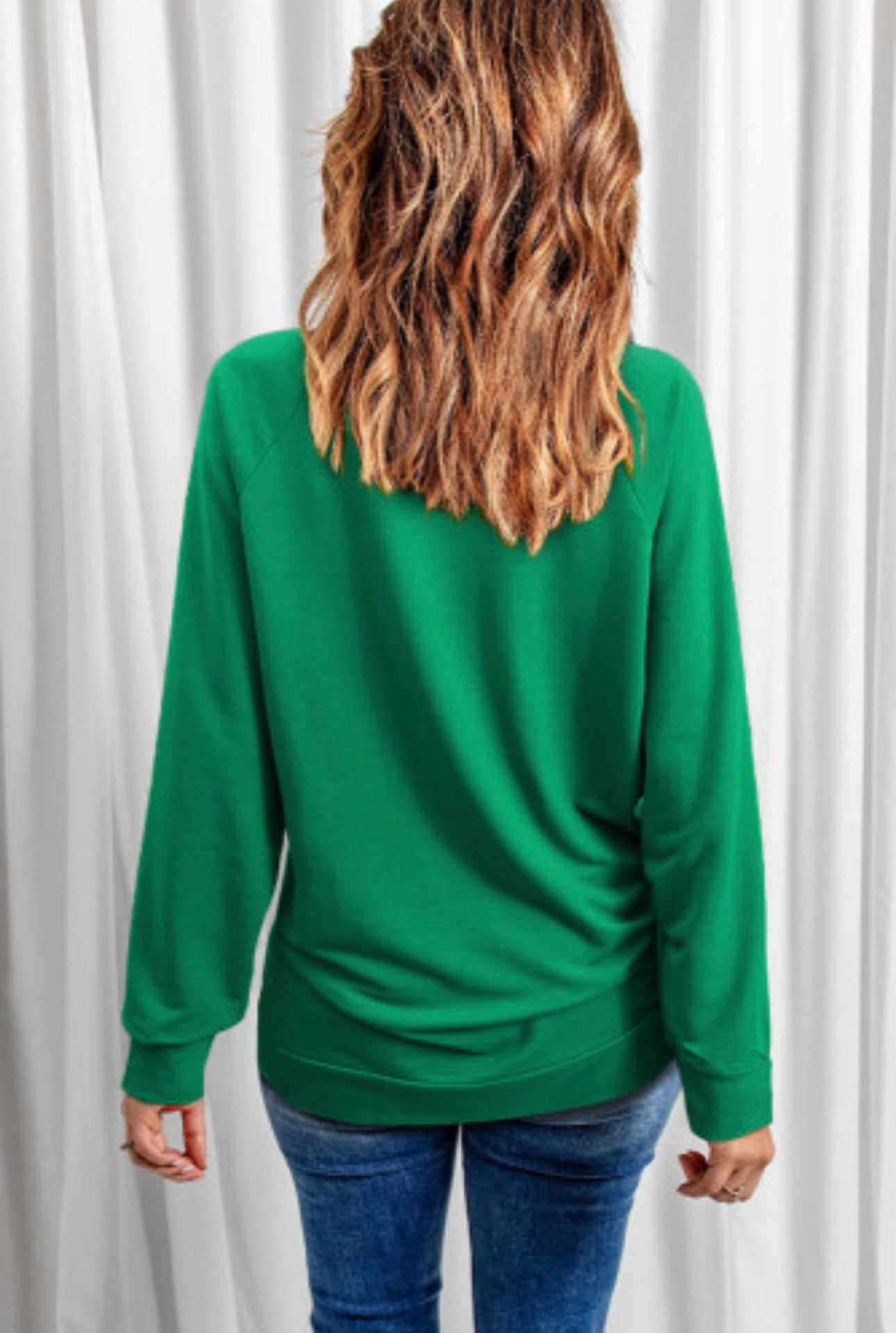 Green St. Patrick’s Lucky Chenille Embroidered Graphic Sweatshirt