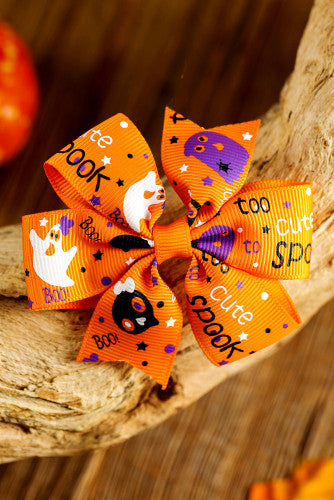 Orange Halloween Random Assortment Pattern Bow Halloween Hair Clips