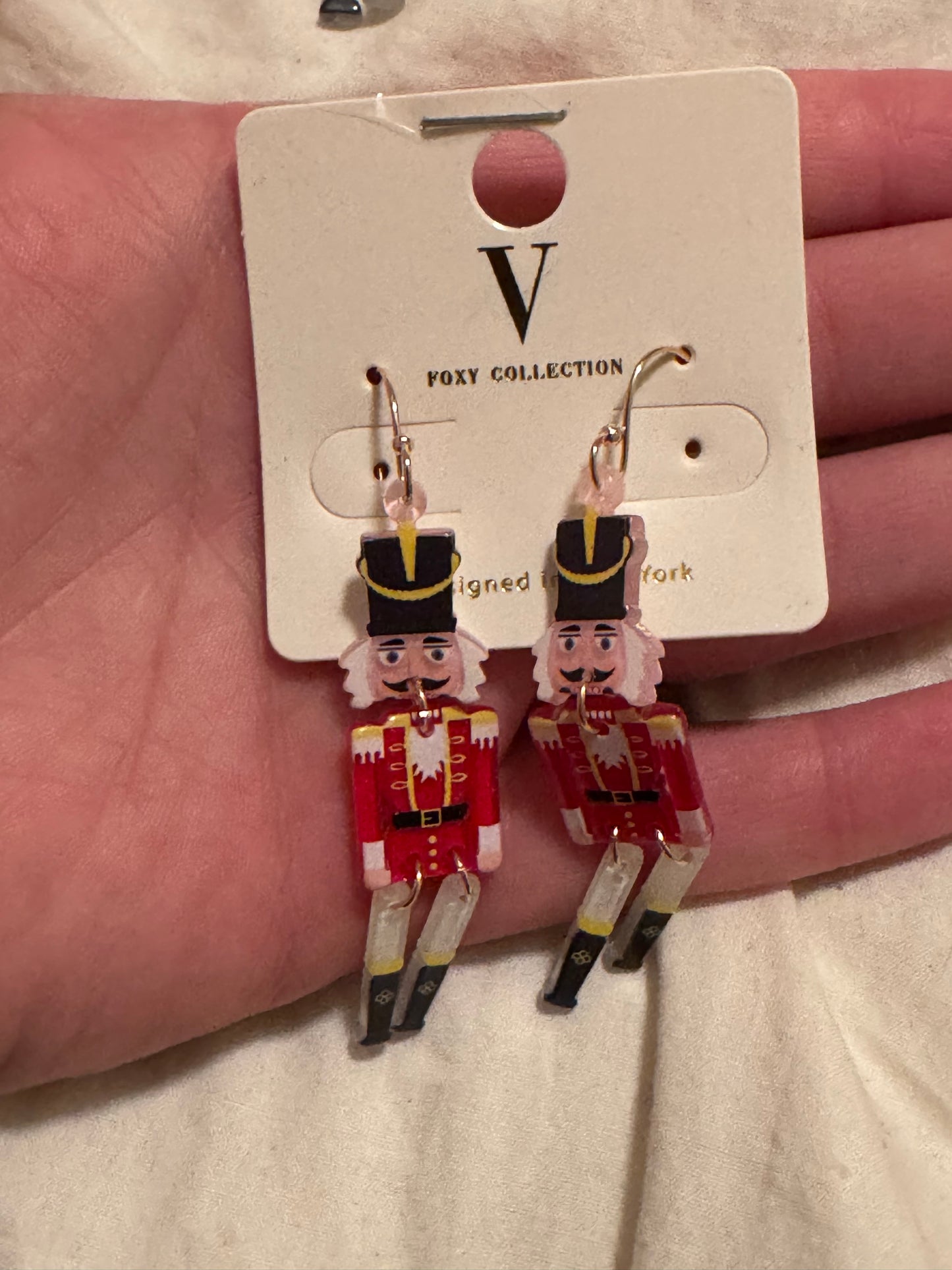 Red Nutcracker Shaped Dangle Earrings