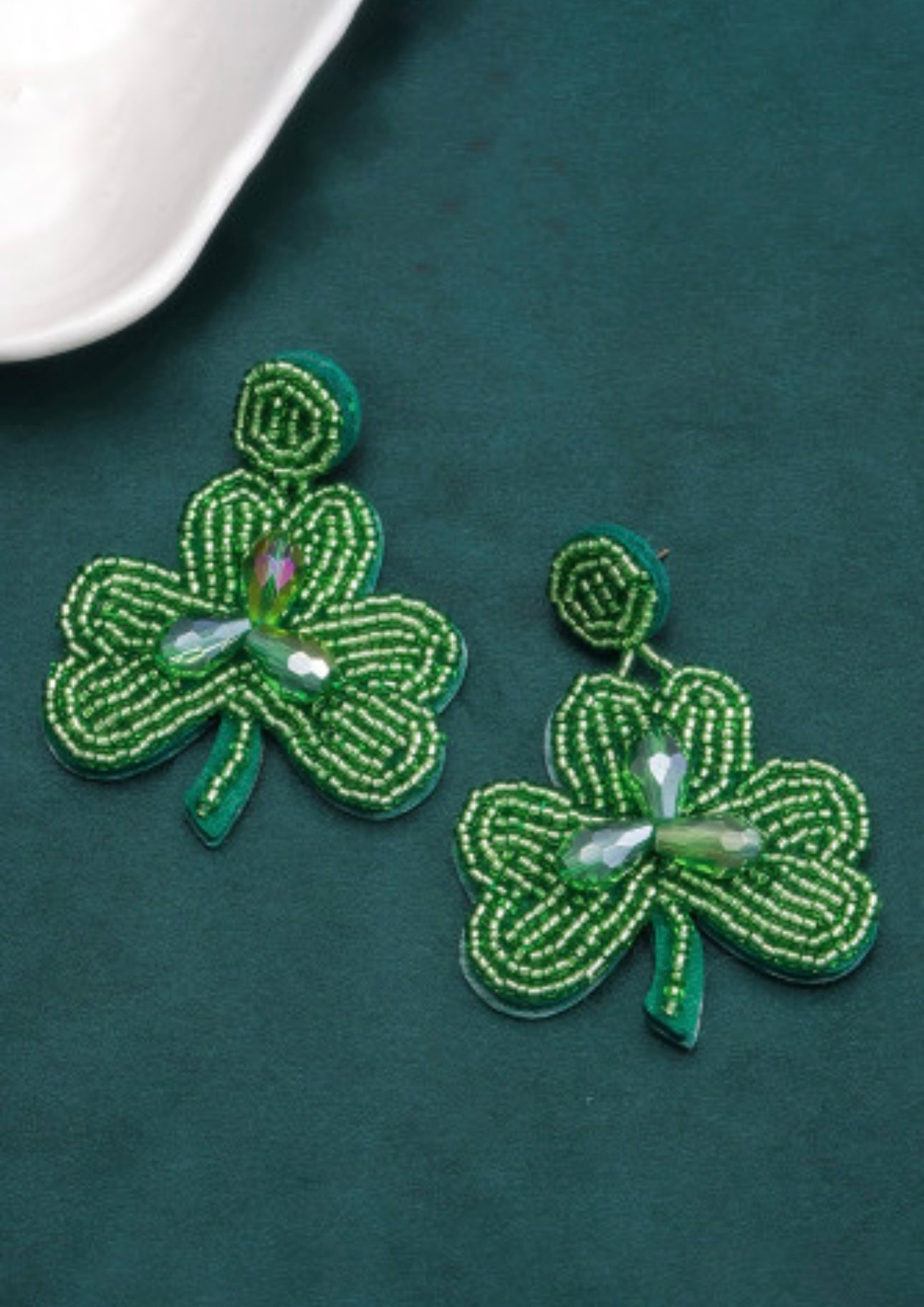 Mist Green St. Patrick’s Clover Shape Earrings