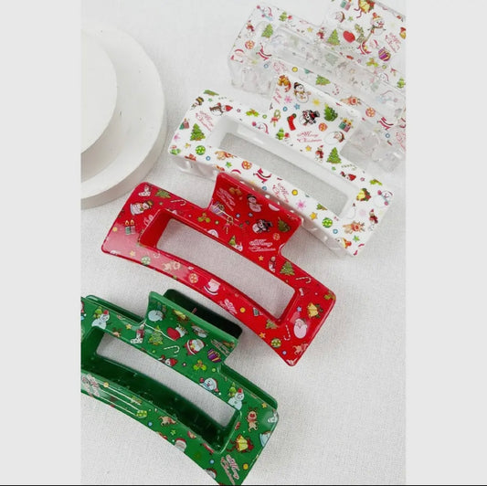 Assorted Christmas Design Patterns Jaw Hair Clip