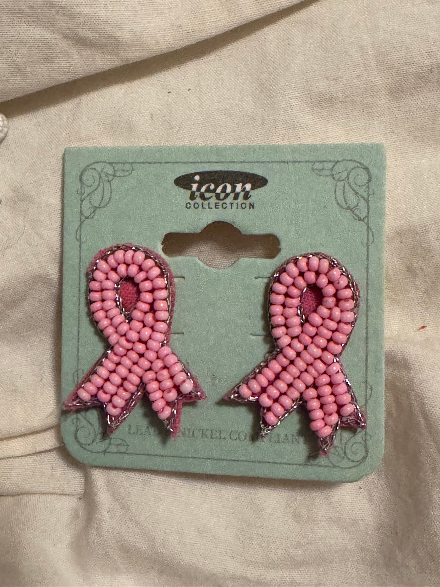 Beast Cancer Ribbon Stud Earrings