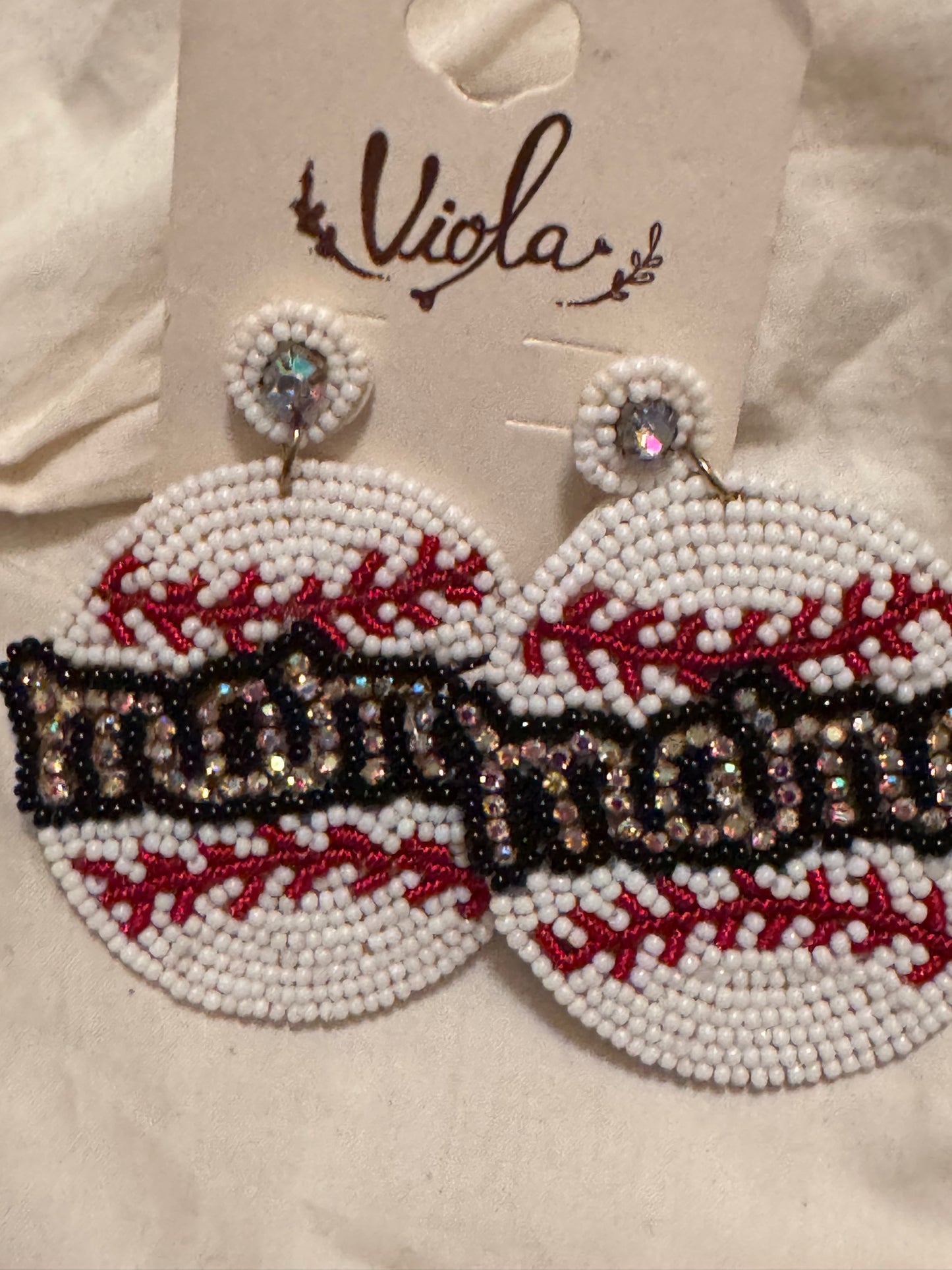 Mama Baseball Beaded Earrings