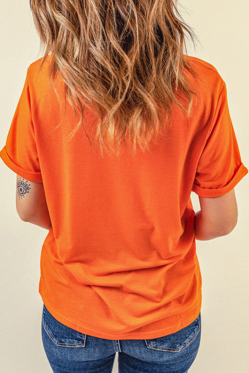 Orange Grateful Thankful Blessed Turkey Graphic Thanksgiving T-Shirt