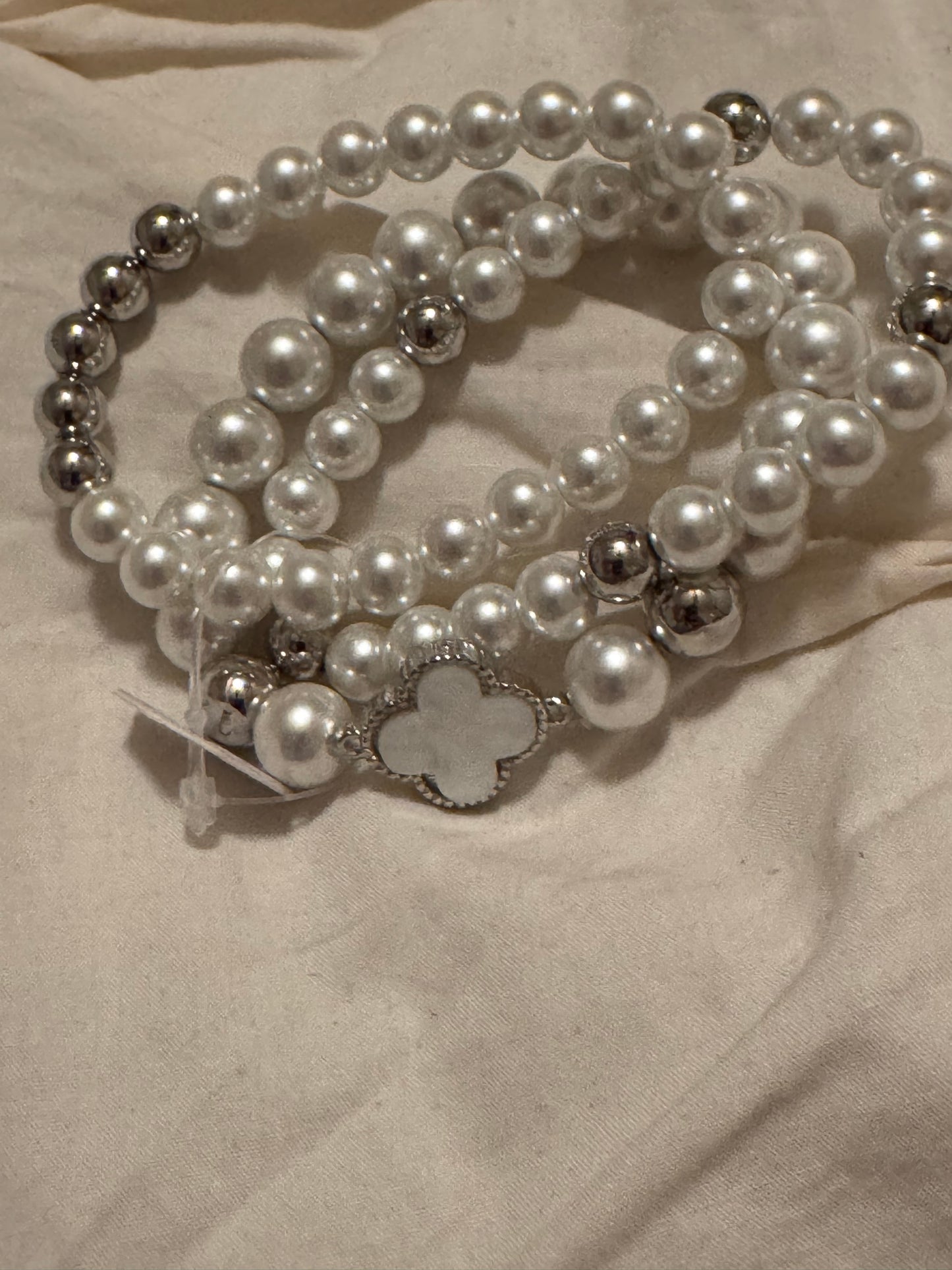 Pearl Stackable Charm Bracelets