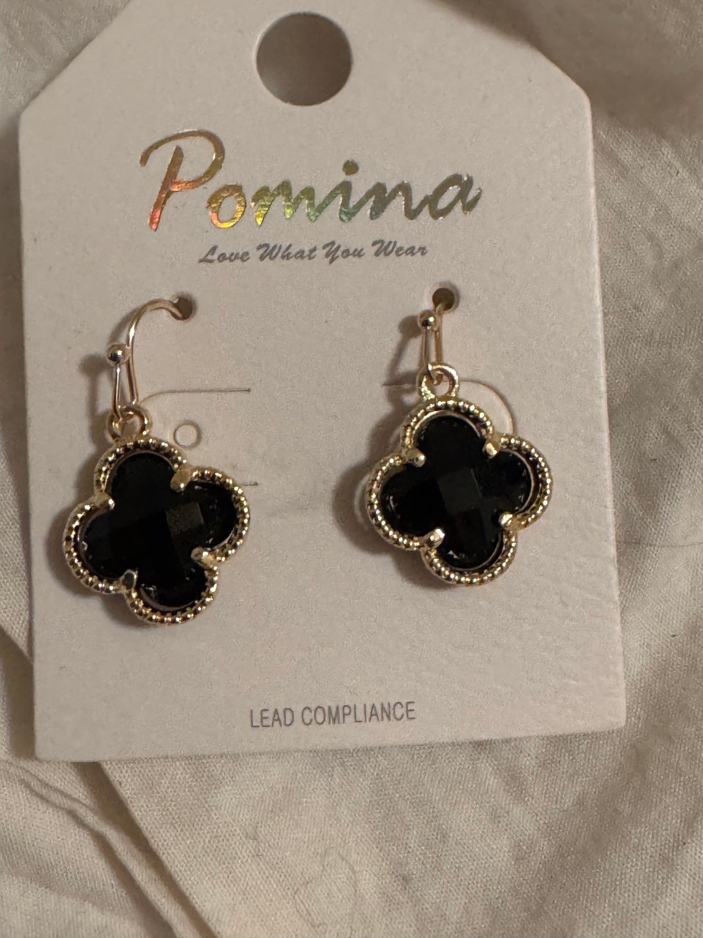 Black and Gold Charm Dangle Earrings