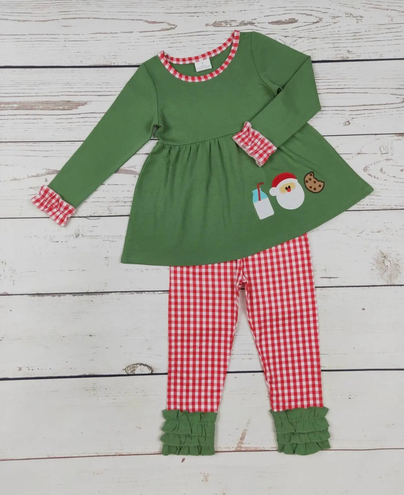 Girls Santa’s Milk & Cookie Appliqué Set