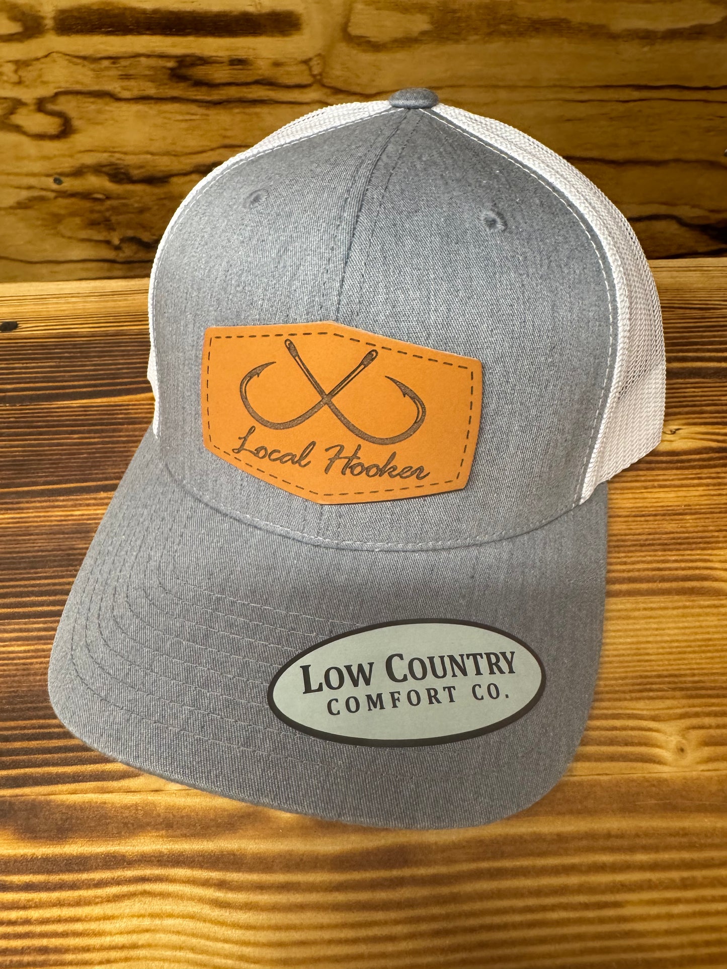 Local Hooker Patch Leather Grey/White Hat