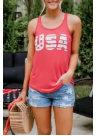 Red Flag USA Letters Graphic Tank