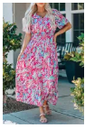 Wrap V Neck Floral Maxi Dress