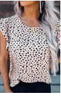 Leopard Spotted Print O-neck Ruffled Tank Top