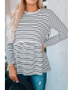 Flowy A-line Stiped Print Long Sleeve Top
