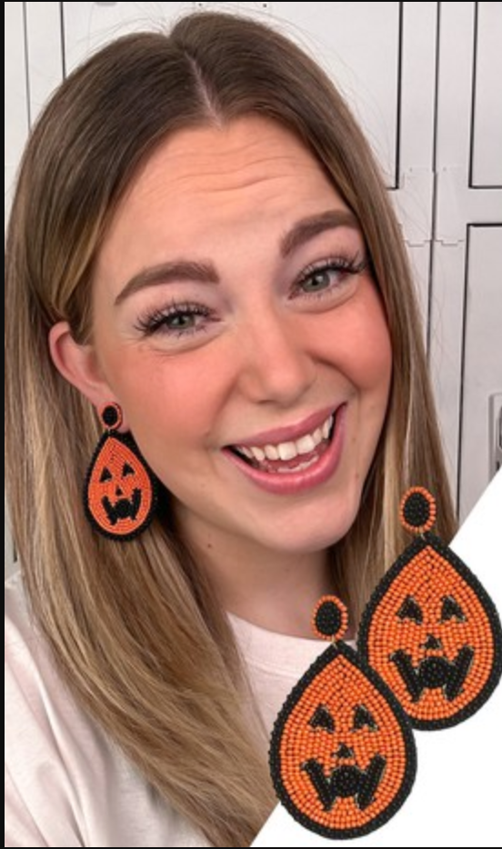 Jack O Lantern Teardrop Earrings