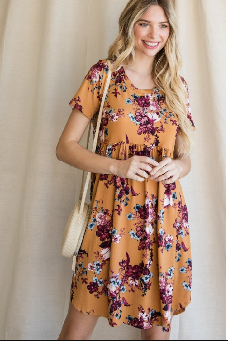 Floral Print Baby Doll Dress