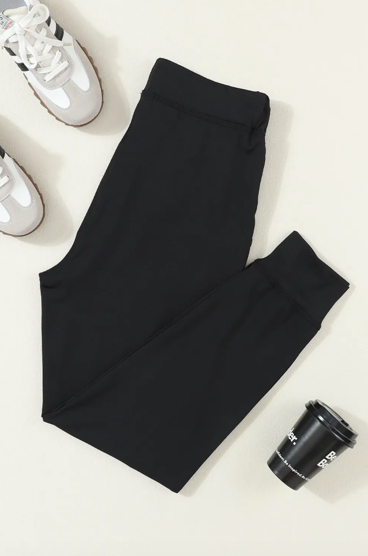Black Drawstring Waist Pocketed Joggers