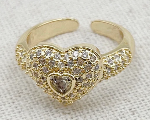 Crystal heart ring