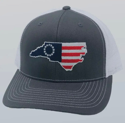 North Carolina Betsy Ross Charcoal Grey & White Hat