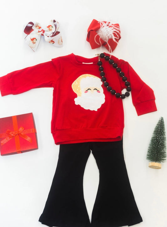 Classic Santa Red & Black Bell Bottoms Set