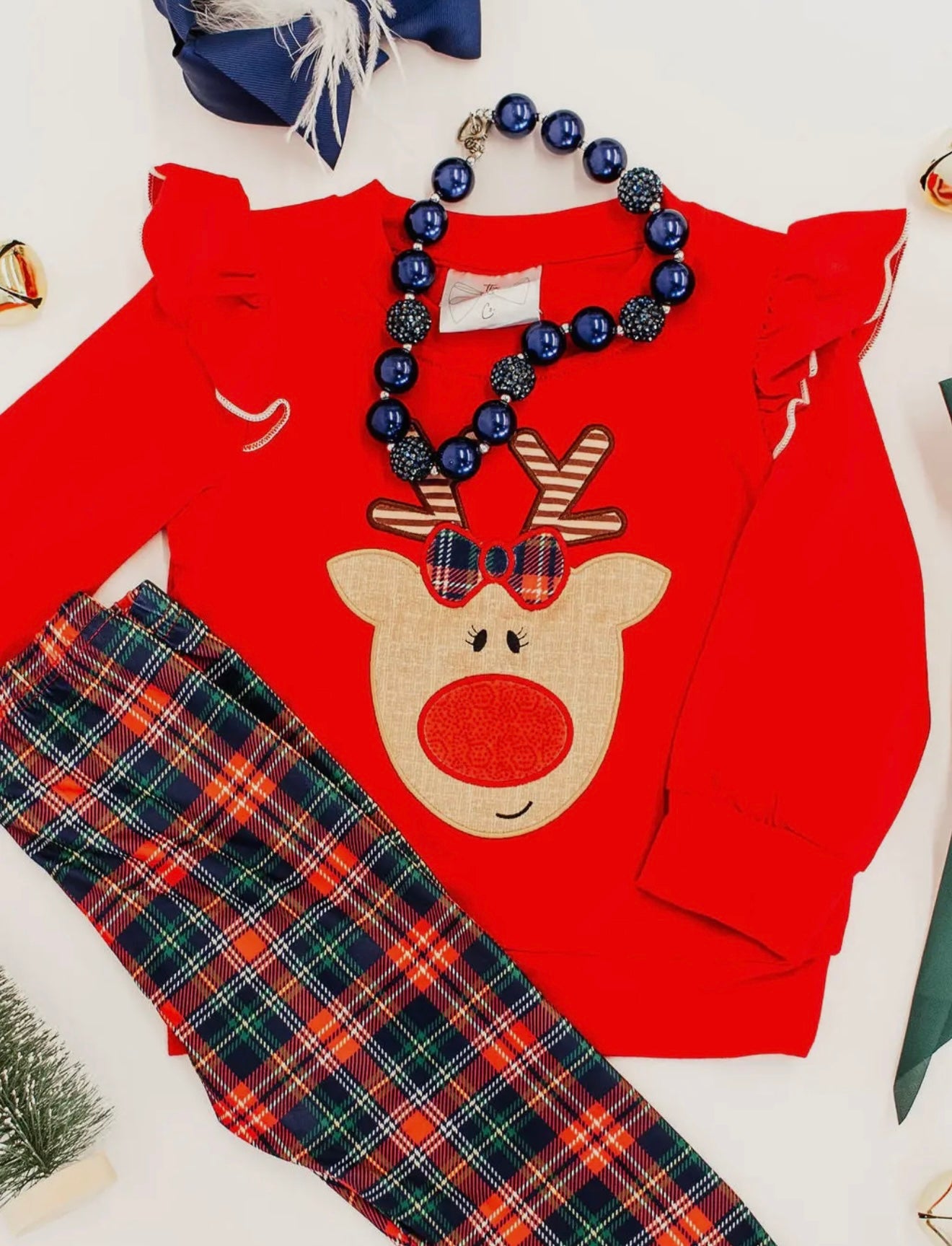 Classic Rudolf & Plaid Leggings Set