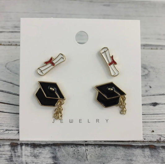 Graduate Hat and Diploma Earrings