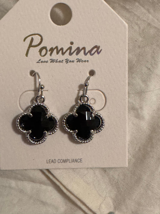 Silver & Black Charm Dangle Earrings