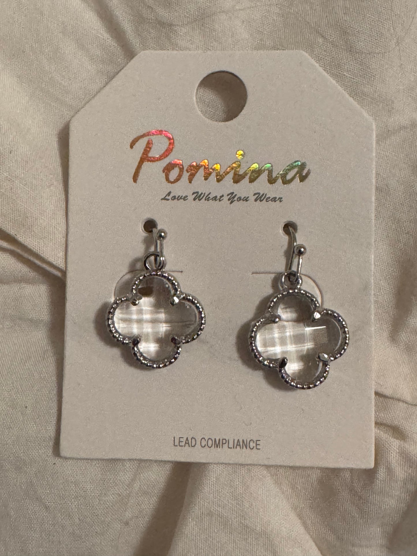 Silver & Clear Charm Dangle Earrings