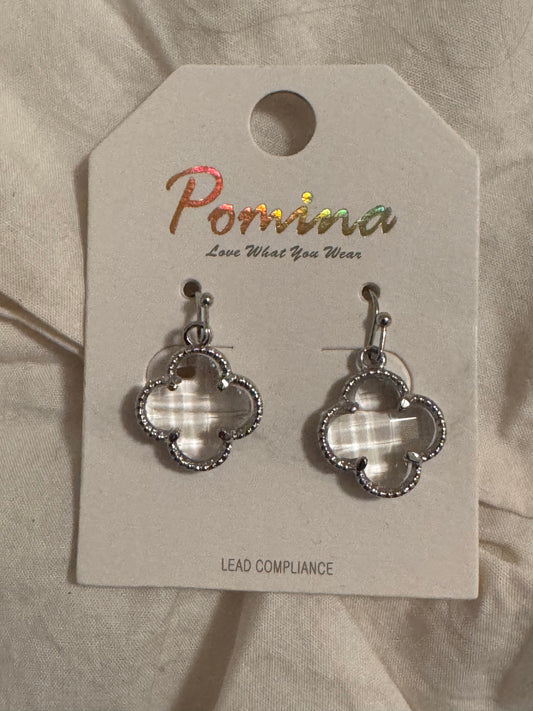 Silver & Clear Charm Dangle Earrings