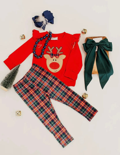 Classic Rudolf & Plaid Leggings Set