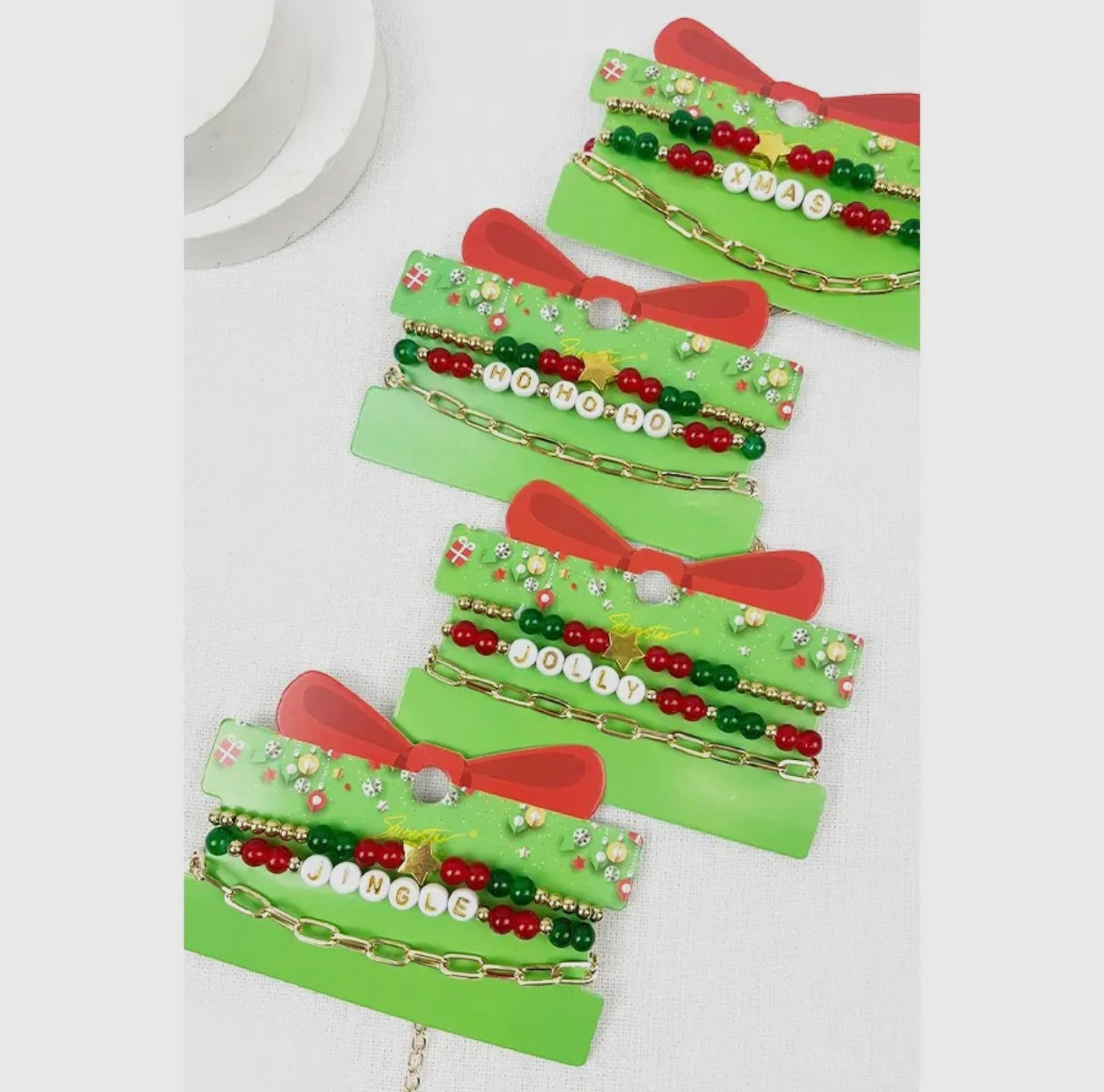Christmas Words Stretch Bracelet with Chain