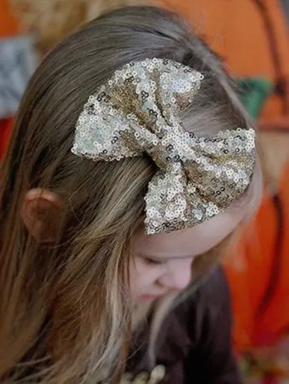 Champagne Sequin Hair Bow