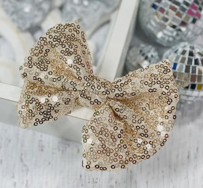 Champagne Sequin Hair Bow