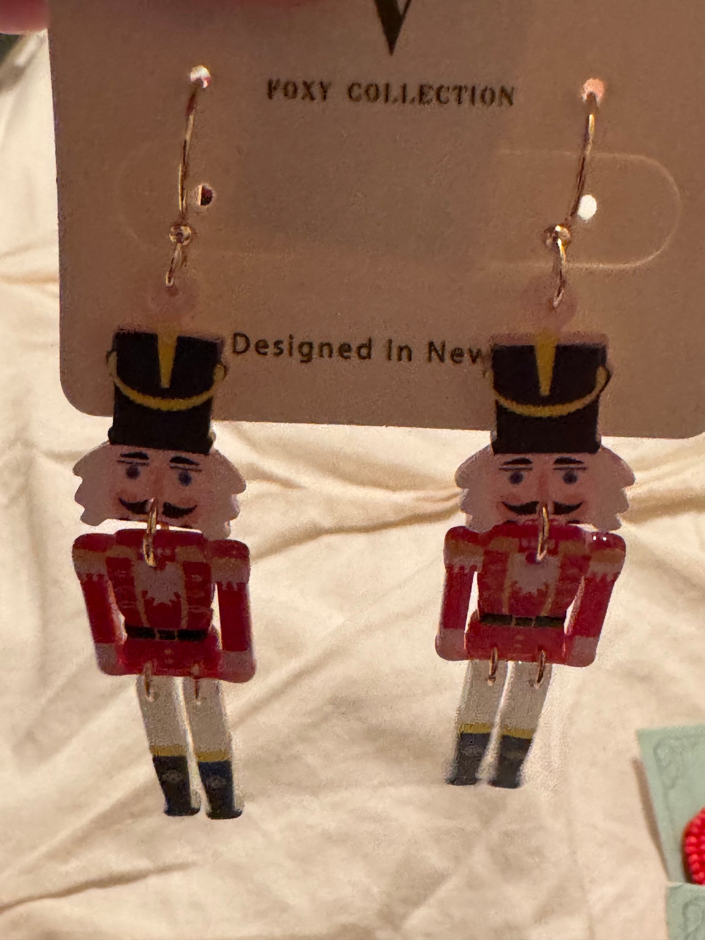 Red Nutcracker Shaped Dangle Earrings