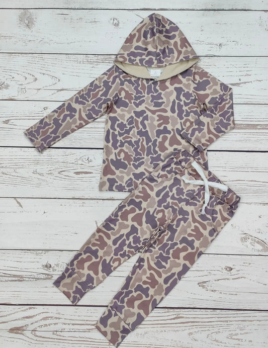 Boys Camouflage Print Pullover Pants Set