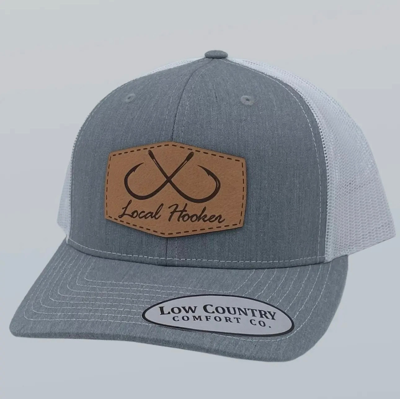 Local Hooker Patch Leather Heather Grey & White Hat