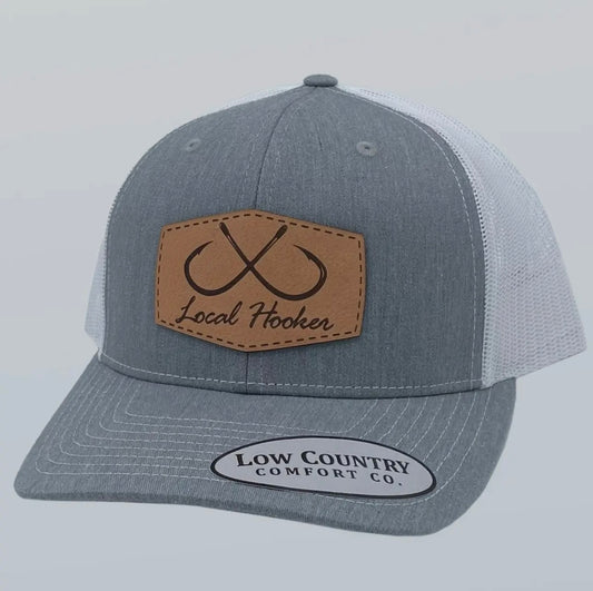 Local Hooker Patch Leather Heather Grey & White Hat