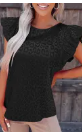 Black Satin Leopard Print Ruffle Tank Top