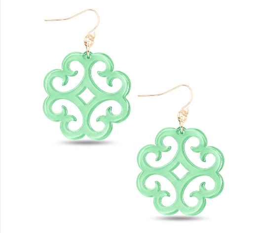 Circular Wave Pattern Resin Drop Earring Mint
