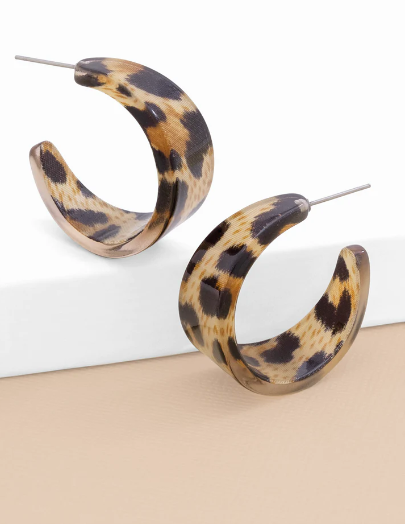 Small Resin Leopard Hoop Earring Jewelry