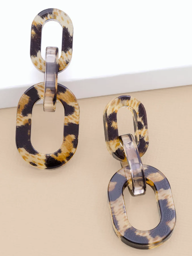 Resin Leopard Link Drop Earring Jewelry