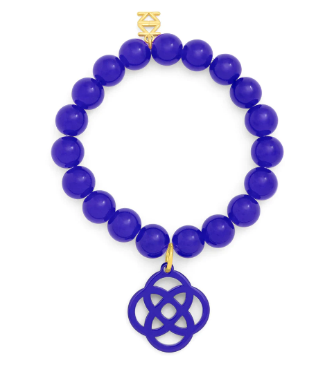 Glassbead Bracelet with Resin Quatrefoil Charm Jewelry Cobalt