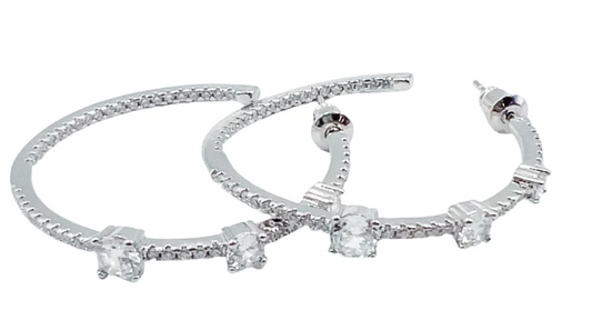 Square Diamond Hoop Silver