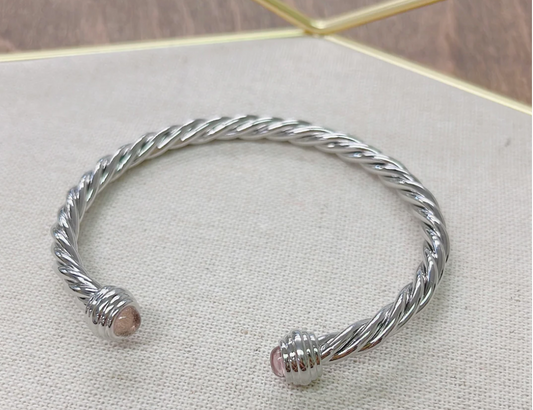 Silver Rope Pink Bracelet
